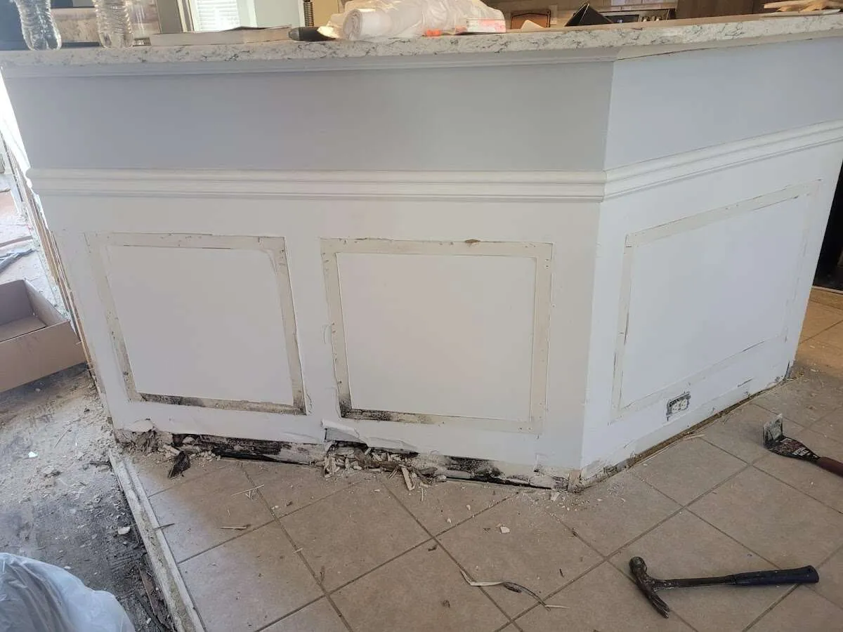 Water damage and mold on kitchen during Storm Damage Restoration in LaGrange